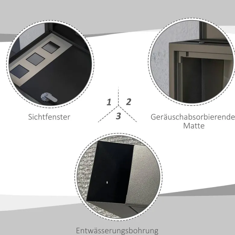 HOMCOM Briefkasten schwarz B/H/L: ca. 11,5x36,5x29 cm