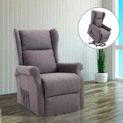 HOMCOM Elektrischer Fernsehsessel 713-031GY grau Polyester-Mischgewebe Holz Schaumstoff B/H/L: ca. 73x109x94 cm