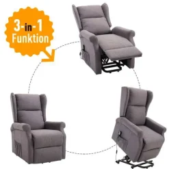 HOMCOM Elektrischer Fernsehsessel 713-031GY grau Polyester-Mischgewebe Holz Schaumstoff B/H/L: ca. 73x109x94 cm