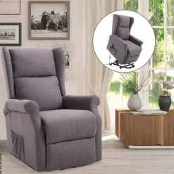 HOMCOM Elektrischer Fernsehsessel 713-031GY grau Polyester-Mischgewebe Holz Schaumstoff B/H/L: ca. 73x109x94 cm