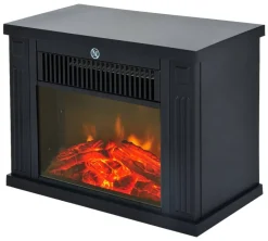 HOMCOM Elektrischer-Kamin MH820-050 schwarz Glas Kunststoff B/H/T: ca. 34x25x17 cm ca. 1200 W