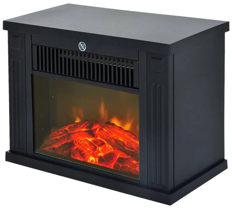 HOMCOM Elektrischer-Kamin MH820-050 schwarz Glas Kunststoff B/H/T: ca. 34x25x17 cm ca. 1200 W