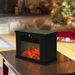 HOMCOM Elektrischer-Kamin MH820-050 schwarz Glas Kunststoff B/H/T: ca. 34x25x17 cm ca. 1200 W