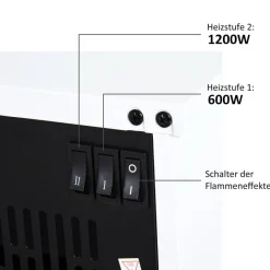 HOMCOM Elektrischer-Kamin MH820-050 schwarz Glas Kunststoff B/H/T: ca. 34x25x17 cm ca. 1200 W
