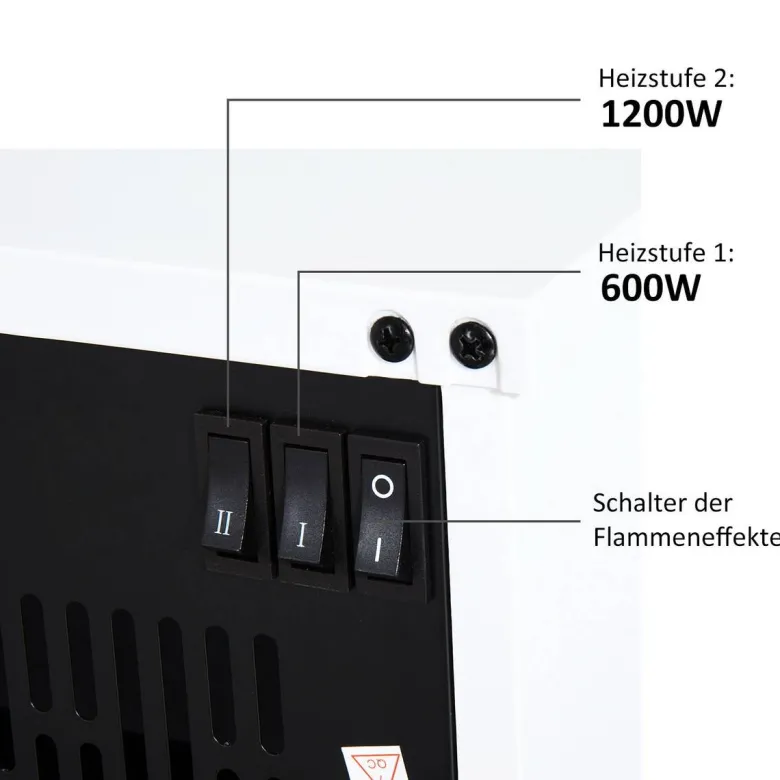 HOMCOM Elektrischer-Kamin MH820-050 schwarz Glas Kunststoff B/H/T: ca. 34x25x17 cm ca. 1200 W