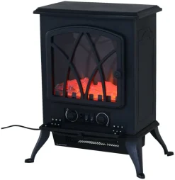HOMCOM Elektrokamin MH820-051 schwarz Metall Glas Kunststoff B/H/T: ca. 42x54x28 cm ca. 1800 W