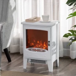HOMCOM Elektro-Kamin weiß Metall Kunststoff Glas B/H/T: ca. 39x54,8x26 cm ca. 1800 W