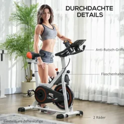 HOMCOM Ergometer schwarz Stahl B/H/L: ca. 53x114x103 cm