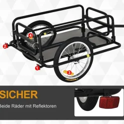 HOMCOM Fahrradanhänger schwarz schwarz B/H/L: ca. 715x139x49 cm