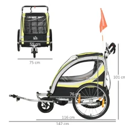 HOMCOM Fahrrad-Zubehör gelb gelb B/H/L: ca. 75x142x101 cm