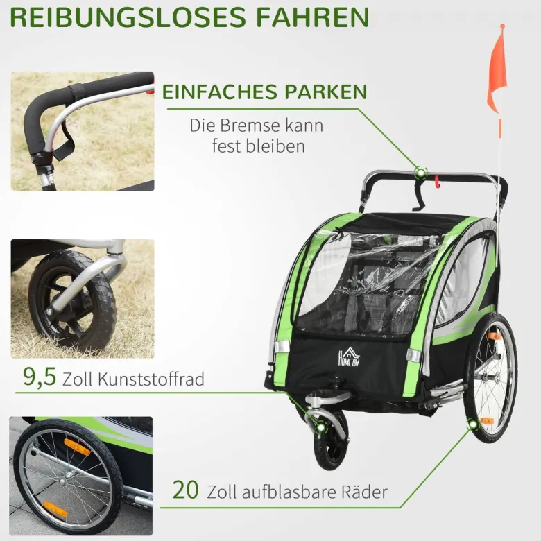 HOMCOM Fahrrad-Zubehör grün grün B/H/L: ca. 75x142x101 cm