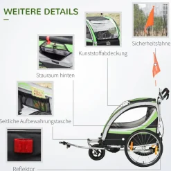 HOMCOM Fahrrad-Zubehör grün grün B/H/L: ca. 75x142x101 cm