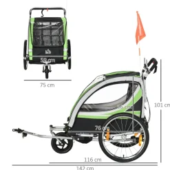 HOMCOM Fahrrad-Zubehör grün grün B/H/L: ca. 75x142x101 cm