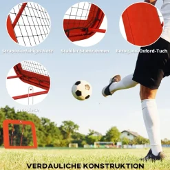 HOMCOM Fußball Rebounder rot Metall B/H/L: ca. 118x120x128 cm
