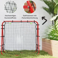 HOMCOM Fußball Rebounder rot Stahl B/H/L: ca. 95x90x100 cm