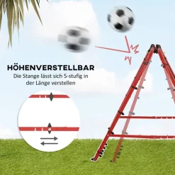 HOMCOM Fußball Rebounder rot Stahl B/H/L: ca. 95x90x100 cm