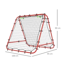 HOMCOM Fußball Rebounder rot Stahl B/H/L: ca. 95x90x100 cm