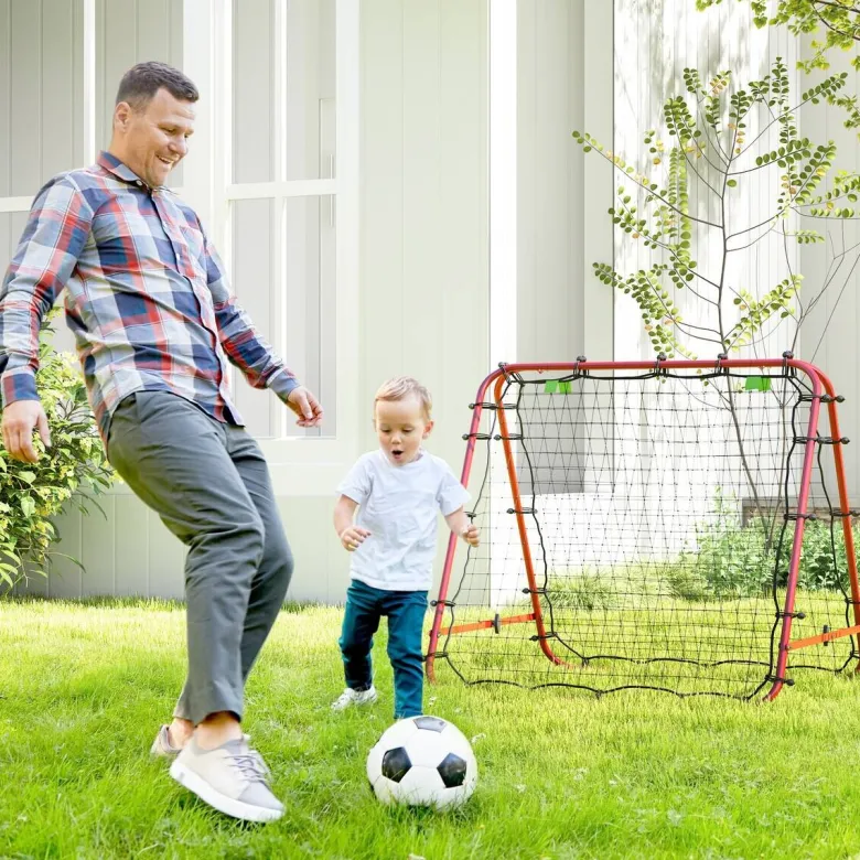 HOMCOM Fußball Rebounder rot Stahl B/H/L: ca. 95x90x100 cm