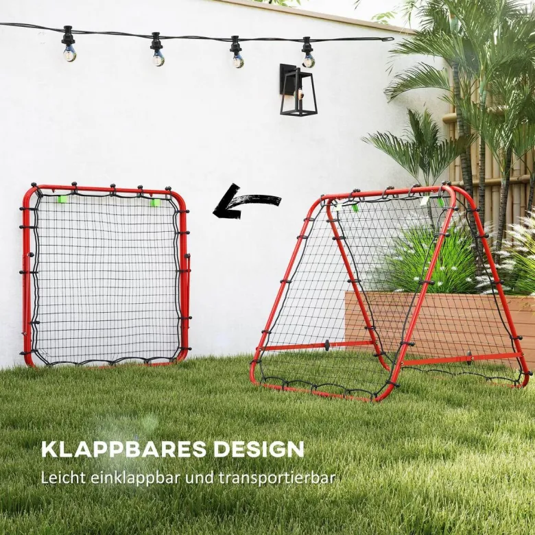 HOMCOM Fußball Rebounder rot Stahl B/H/L: ca. 95x90x100 cm