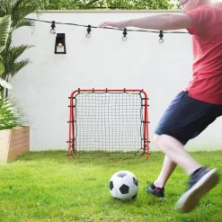 HOMCOM Fußball Rebounder rot Stahl B/H/L: ca. 95x90x100 cm