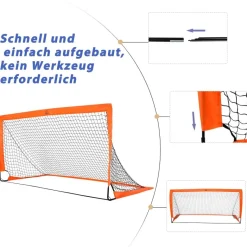 HOMCOM Fußballtor orange Metall B/H/L: ca. 90x90x183 cm