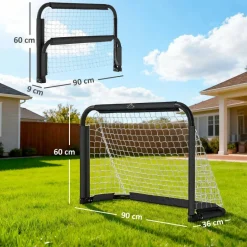 HOMCOM Fußballtor schwarz B/H/L: ca. 36x60x90 cm