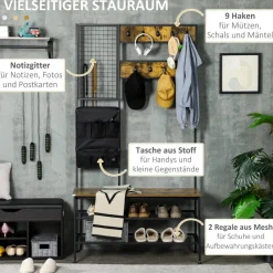 HOMCOM Garderobe braun Spanplatte B/H/L: ca. 40x100x185 cm