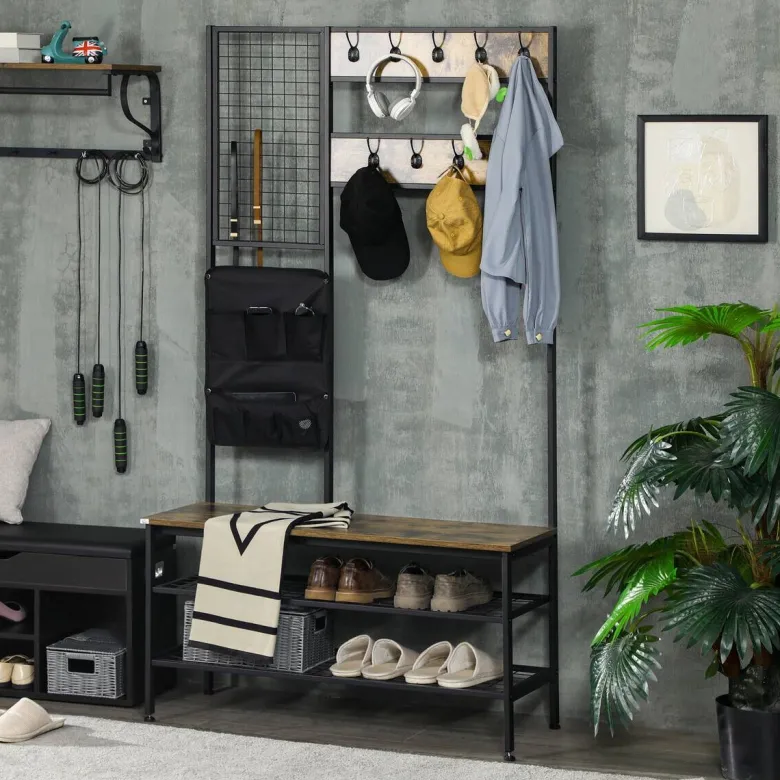 HOMCOM Garderobe braun Spanplatte B/H/L: ca. 40x100x185 cm