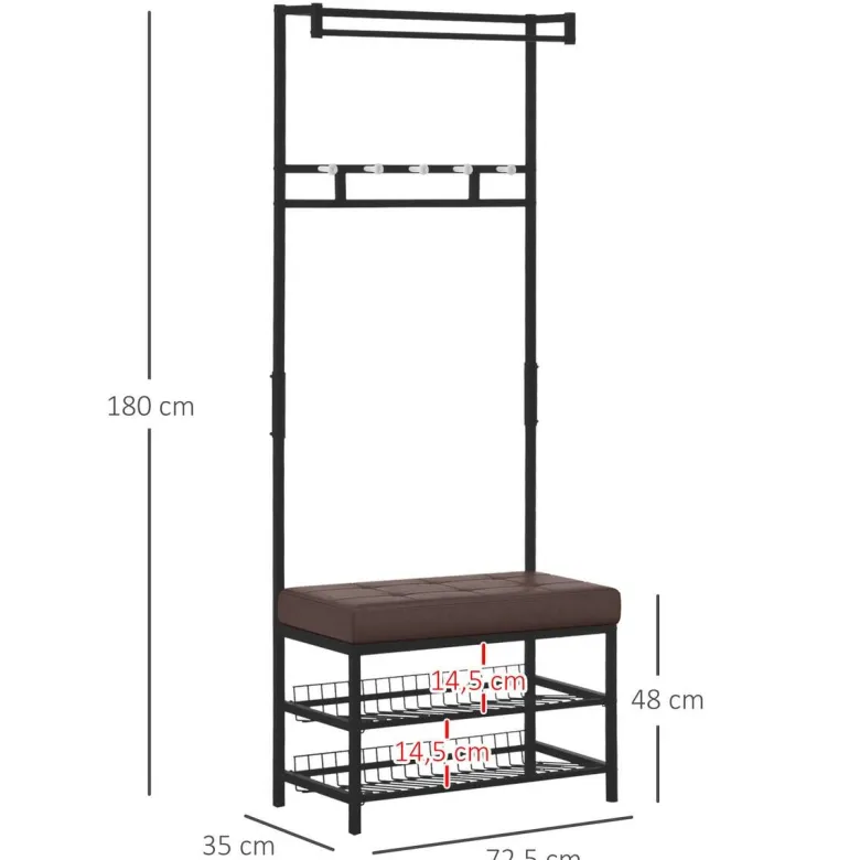 HOMCOM Garderobe schwarz Polypropylen B/H/L: ca. 35x72,5x180 cm