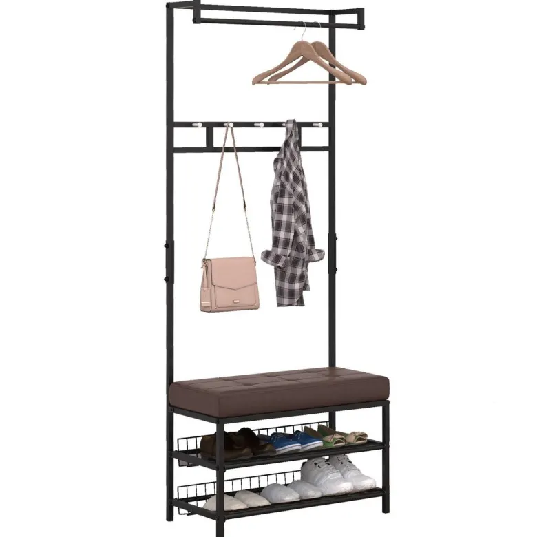 HOMCOM Garderobe schwarz Polypropylen B/H/L: ca. 35x72,5x180 cm