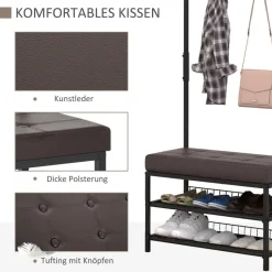 HOMCOM Garderobe schwarz Polypropylen B/H/L: ca. 35x72,5x180 cm