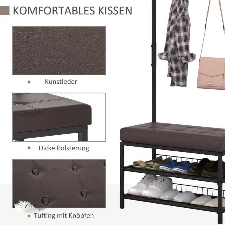 HOMCOM Garderobe schwarz Polypropylen B/H/L: ca. 35x72,5x180 cm