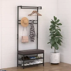 HOMCOM Garderobe schwarz Polypropylen B/H/L: ca. 35x72,5x180 cm