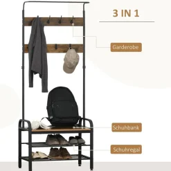 HOMCOM Garderobe schwarz Polypropylen B/H/L: ca. 34x72x185 cm