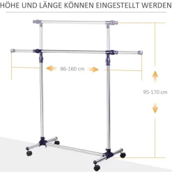 HOMCOM Garderobe silber Edelstahl B/H/L: ca. 45x86x95 cm