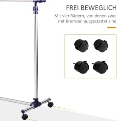 HOMCOM Garderobe silber Edelstahl B/H/L: ca. 45x86x95 cm