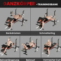 HOMCOM Hantelbank schwarz Kunststoff B/H/L: ca. 139x127x175 cm