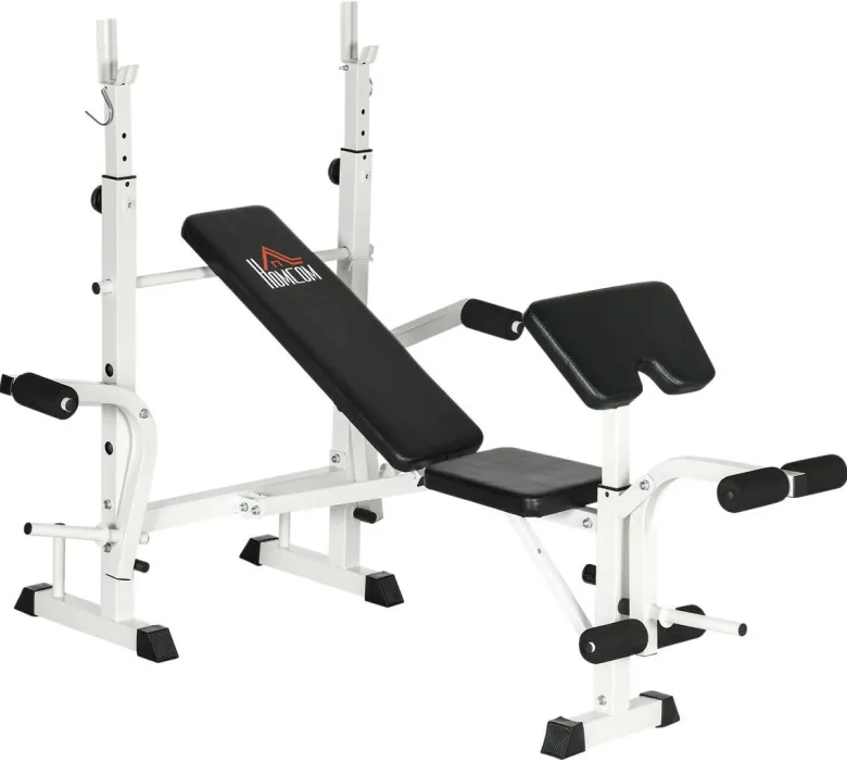 HOMCOM Hantelbank weiß Stahl B/H/L: ca. 134x136x180 cm