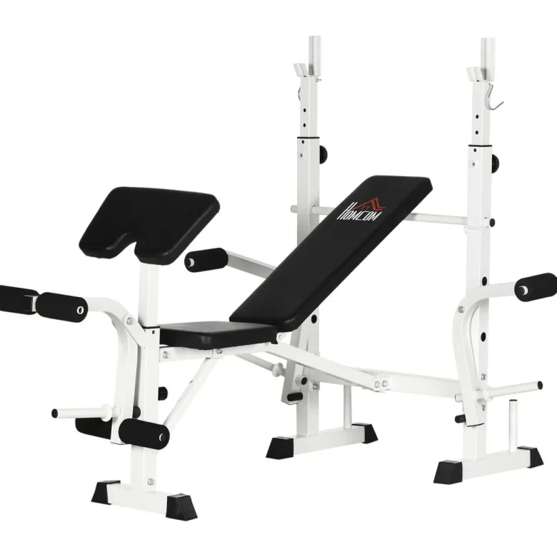 HOMCOM Hantelbank weiß Stahl B/H/L: ca. 134x136x180 cm