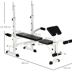 HOMCOM Hantelbank weiß Stahl B/H/L: ca. 134x136x180 cm