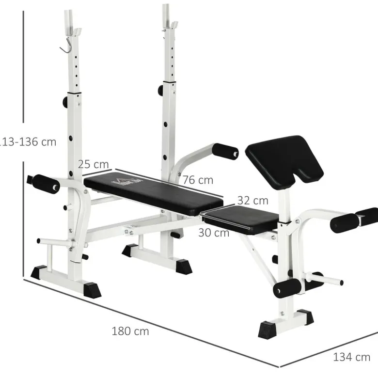 HOMCOM Hantelbank weiß Stahl B/H/L: ca. 134x136x180 cm