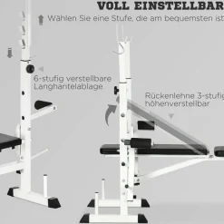 HOMCOM Hantelbank weiß Stahl B/H/L: ca. 134x136x180 cm