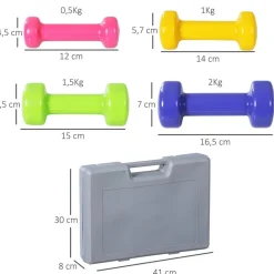HOMCOM Hantelset bunt Eisen B/H/L: ca. 30x8x41 cm