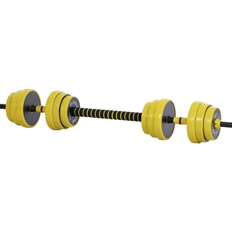 HOMCOM Hantelset 2in1 gelb Eisen B/H/L: ca. 19,5x19,5x152 cm
