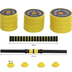 HOMCOM Hantelset 2in1 gelb Eisen B/H/L: ca. 19,5x19,5x152 cm