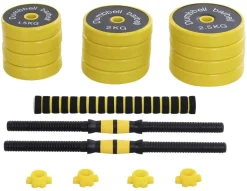 HOMCOM Hantelset 2in1 gelb Eisen B/H/L: ca. 19,5x19,5x152 cm