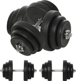 HOMCOM Hantel-Set schwarz Edelstahl B/H/L: ca. 24,5x24,5x45 cm