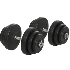 HOMCOM Hantel-Set schwarz Edelstahl B/H/L: ca. 24,5x24,5x45 cm