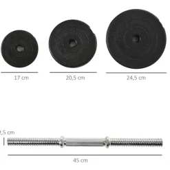 HOMCOM Hantel-Set schwarz Edelstahl B/H/L: ca. 24,5x24,5x45 cm