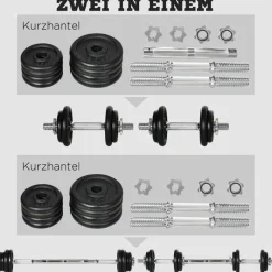 HOMCOM Hantelset schwarz Eisen B/H/L: ca. 16x16x95 cm